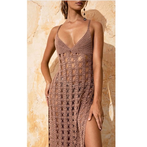 Flook the Label Maia Hand Crocheted Maxi Dress Macrame Cover Up Coco XS NWT - Picture 9 of 13